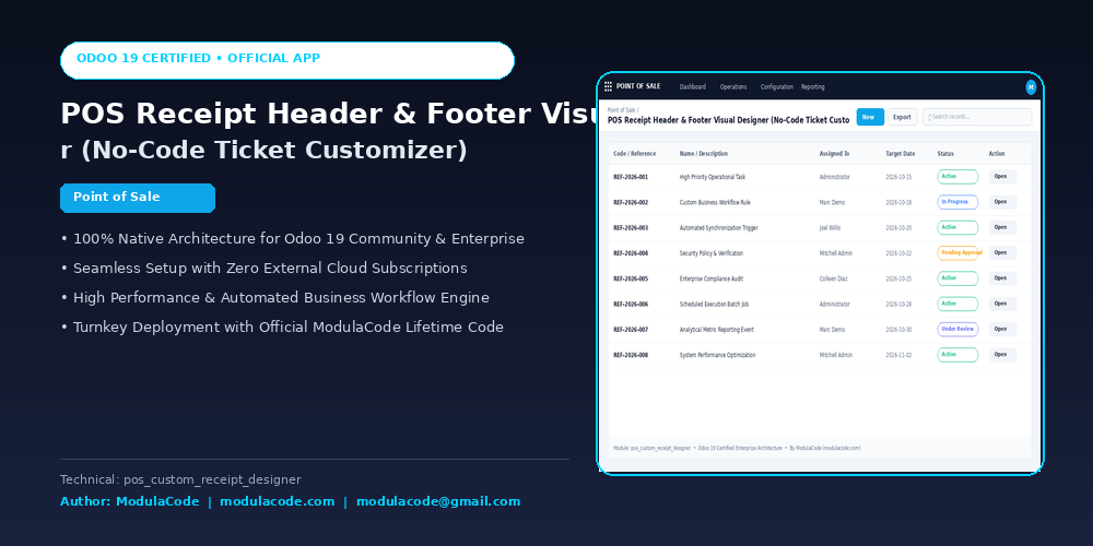POS Receipt Header & Footer Visual Designer (No-Code Ticket Customizer)