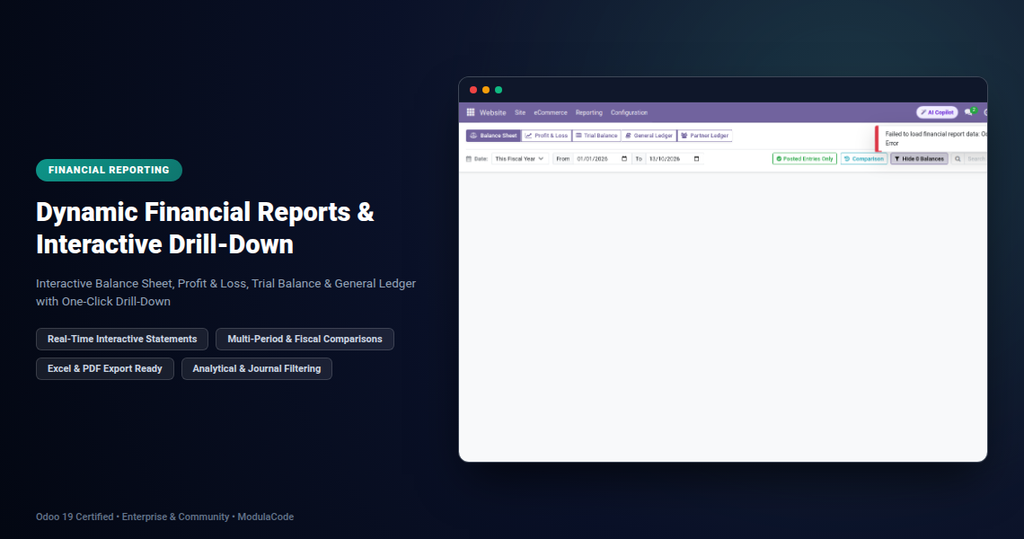 Financial Reports Community - Balance Sheet, P&L, Trial Balance, Partner Ledger, General Ledger (Community & Enterprise)